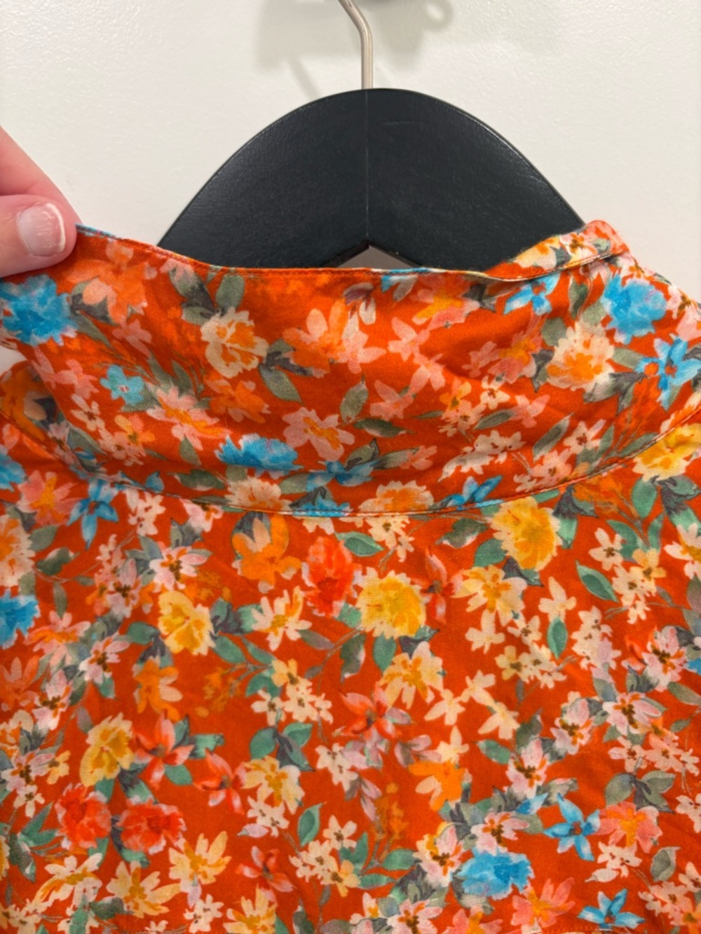 Roller Rabbit Orange Floral Oversized Cropped Button Down Shirt Size Small - Picture 7 of 11